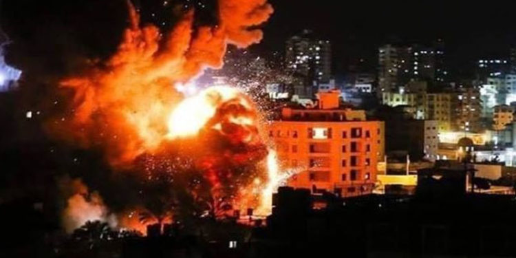 اسرائیلی فضائیہ کی غزہ پربمباری، ایک زخمی،عمارت تباہ