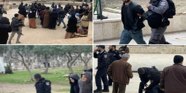 مسجد اقصیٰ: صیہونی فوج کا نمازیوں پرحملہ،خاتون سمیت12 گرفتار