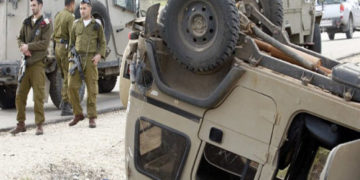 غزہ کے قریب صیہونی فوج کی گاڑی کو حادثہ ،چار فوجی زخمی