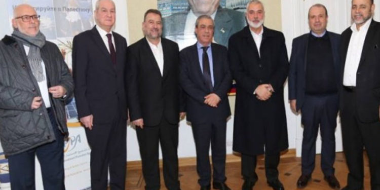 ماسکو:حماس کے وفد کا فلسطینی سفارتخانے کا دورہ