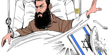 صیہونی زندان میں انتظامی حراست کےتحت قید فلسطینی رہنما کی احتجاجی بھوک ہڑتال جاری