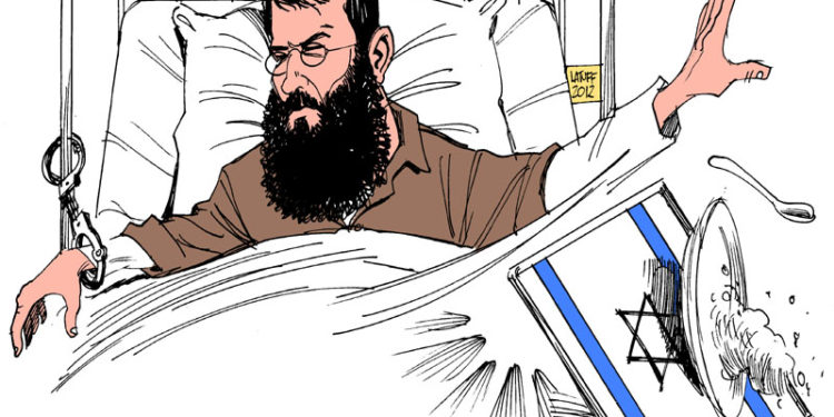 صیہونی زندان میں انتظامی حراست کےتحت قید فلسطینی رہنما کی احتجاجی بھوک ہڑتال جاری