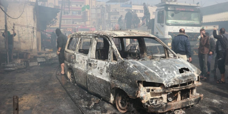 غزہ کی نصیرت کیمپ کی مارکیٹ میں آتشزدگی، لاکھو شیکل مالیت کا سامان خاکستر