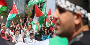 برسلزمیں فلسطینیوں کےحق میں صہیونی الحاق مخالف مظاہرے