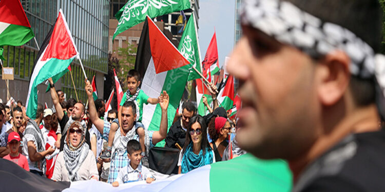 برسلزمیں فلسطینیوں کےحق میں صہیونی الحاق مخالف مظاہرے