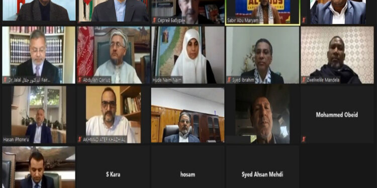 دنیا میں امن کیلئے مسئلہ کشمیر و فلسطین کا حل ناگزیر ہے، شرکاء ویبنار