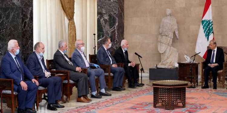 فلسطینی وفد کی لبنانی صدر ميشال عون سے ملاقات، بیروت دھماکوں پر اظہار افسوس