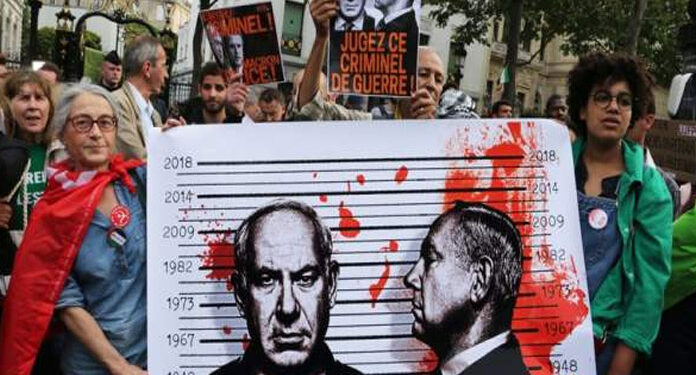 بالفور اسٹریٹ پر نیتن یاہو کے گھر کے سامنے مظاہرے