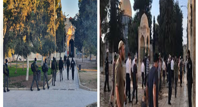 صہیونی شر پسندوں کا فوج کی سرپرستی میں قبلہ اول پر دھاوا