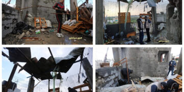 غزہ میں صہیونی بمباری سے فلسطینی مکان تباہ