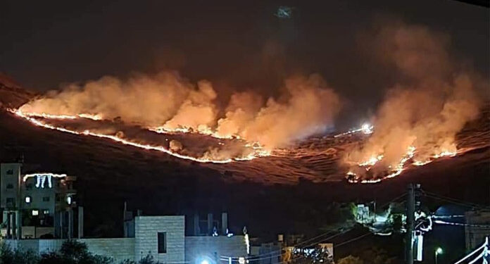 صیہونی آبادکاروں نے فلسطینیوں کے کھیتوں کو آگ لگادی