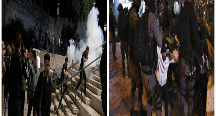 27 ویں شب میں قابض فوج کامسجد اقصٰی پر حملہ،  100 سے زائد فلسطینی زخمی