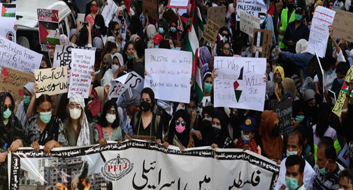 کراچی پریس کلب: سول سوسائٹی کا فلسطینوں سے اظہار یکجہتی،اسرائیل مخالف احتجاج