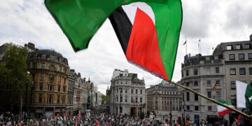 لندن میں فلسطینی حمایت میں اسرائیلG7 کیخلاف مظاہرہ