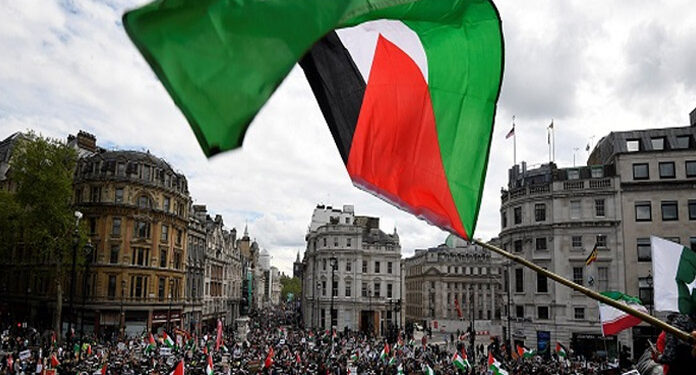 لندن میں فلسطینی حمایت میں اسرائیلG7 کیخلاف مظاہرہ