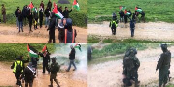 صہیونی آبادکاری کے خلاف فلسطینیوں کی پرامن مارچ اسرائیلی فوج کا تشدد