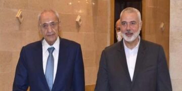 حماس رہنما کی لبنانی اسپیکر سے خصوصی ملاقات 