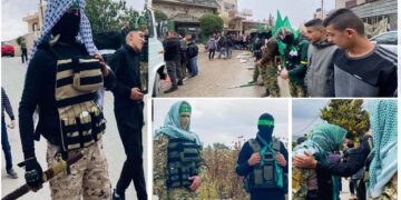 مقبوضہ مغربی کنارے میں فوجی وردیوں میں حماس اہلکاروں کی گشت