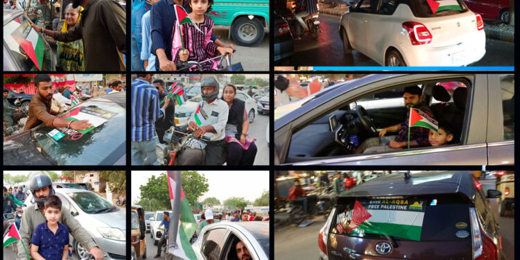 فلسطین فاؤنڈیشن کی اپیل پر فلسطینی پرچم لہراؤ مہم جاری