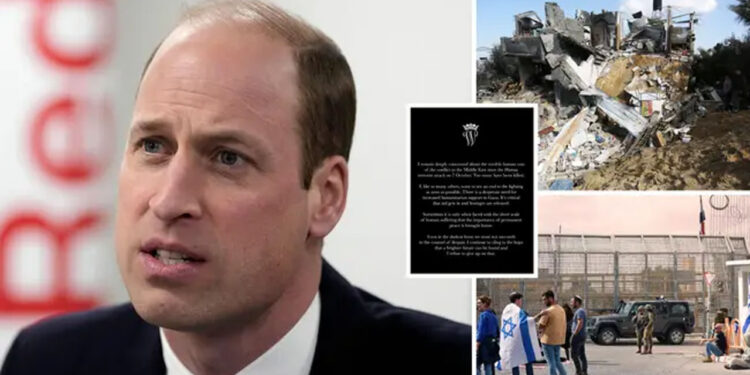 غزہ میں ہلاکتیں بہت ہوگئیں، جنگ اب بند ہونی چاہئے: شہزادہ ولیم