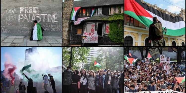 غزہ میں نسل کشی کیخلاف عالمی سطح پر احتجاجی مظاہرے