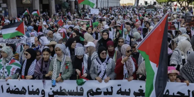 مراکش میں عوامی احتجاج، غزہ میں قحط زدہ جنگ ختم کرنے کا مطالبہ
