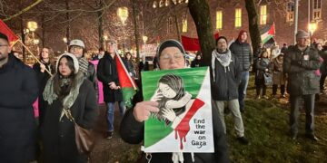 نوبل تقریب کے بعد اسٹاک ہوم میں غزہ حمایت کا مظاہرہ