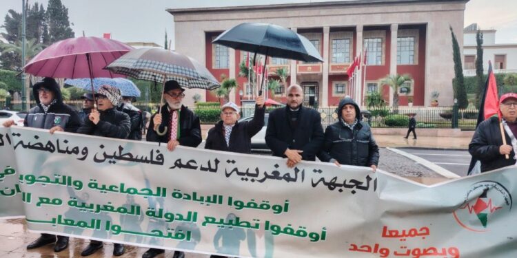 رباط میں عوامی مظاہرہ، فلسطین سے یکجہتی اور اسرائیل سے تعلقات ختم کرنے کا مطالبہ
