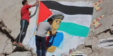 غزہ کے ملبے پر لامین یامال کا خاکہ، فلسطینی موقف کی تائید پر خراجِ تحسین
